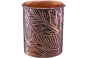 Monarch Abode Antique Copper Utensil Holder: Handcrafted Floral Embossed Caddy for Kitchen Organization