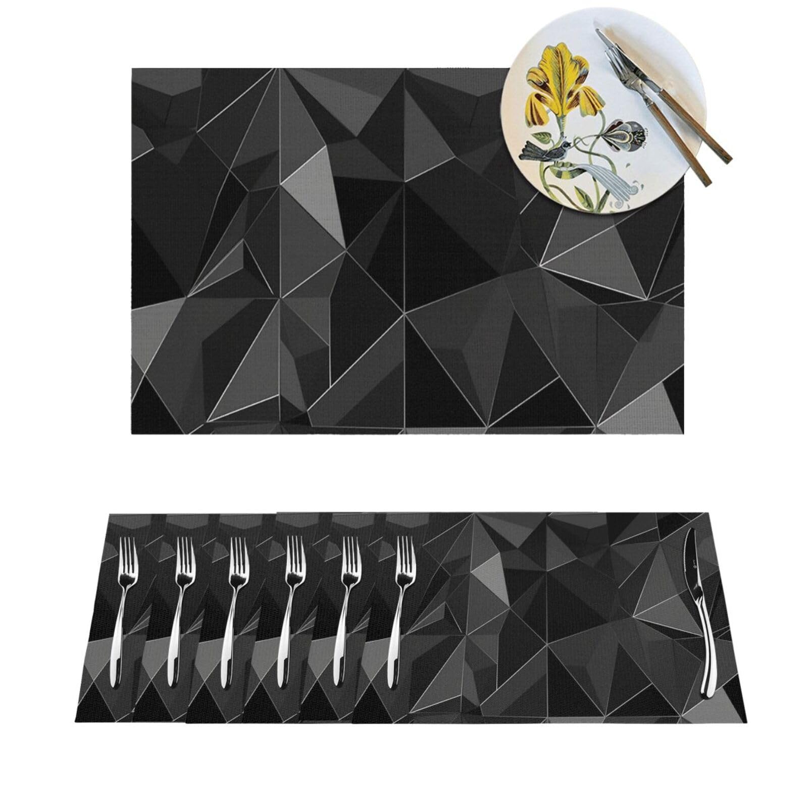 Sets de table antidérapants et lavables motif noir PVC