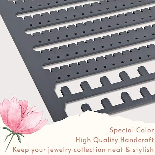 Miniatura 7 de Organizador de joyas de madera montado en la pared, organizador de joyas colgante, organizador de aretes, soporte para collar, pulsera sobre la