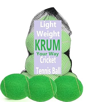 KRUM and Multifunctional Green Balls for Tennis and Cricket - Perfect for Age upto 12year pack of 6