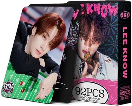 KPOPBP Photocards 60 PCS SKZ Rock Star Album Photo Cards with 32 PCS Stickers Kpop Gift Lomo Cards Merch for SKZ Boys and Girls Lee Know