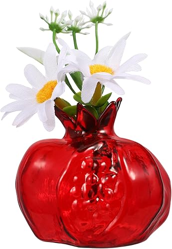 Florero de granada con forma de granada, florero de vidrio con forma de granada, decoración de granada, pequeño florero floral hidropónico, jarrón
