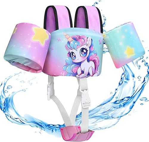 Miniatura 10 de Chaleco de natación para niños pequeños, flotadores para niños de 22 a 66 libras, chaleco de natación extraíble con correa de entrepierna y arnés de