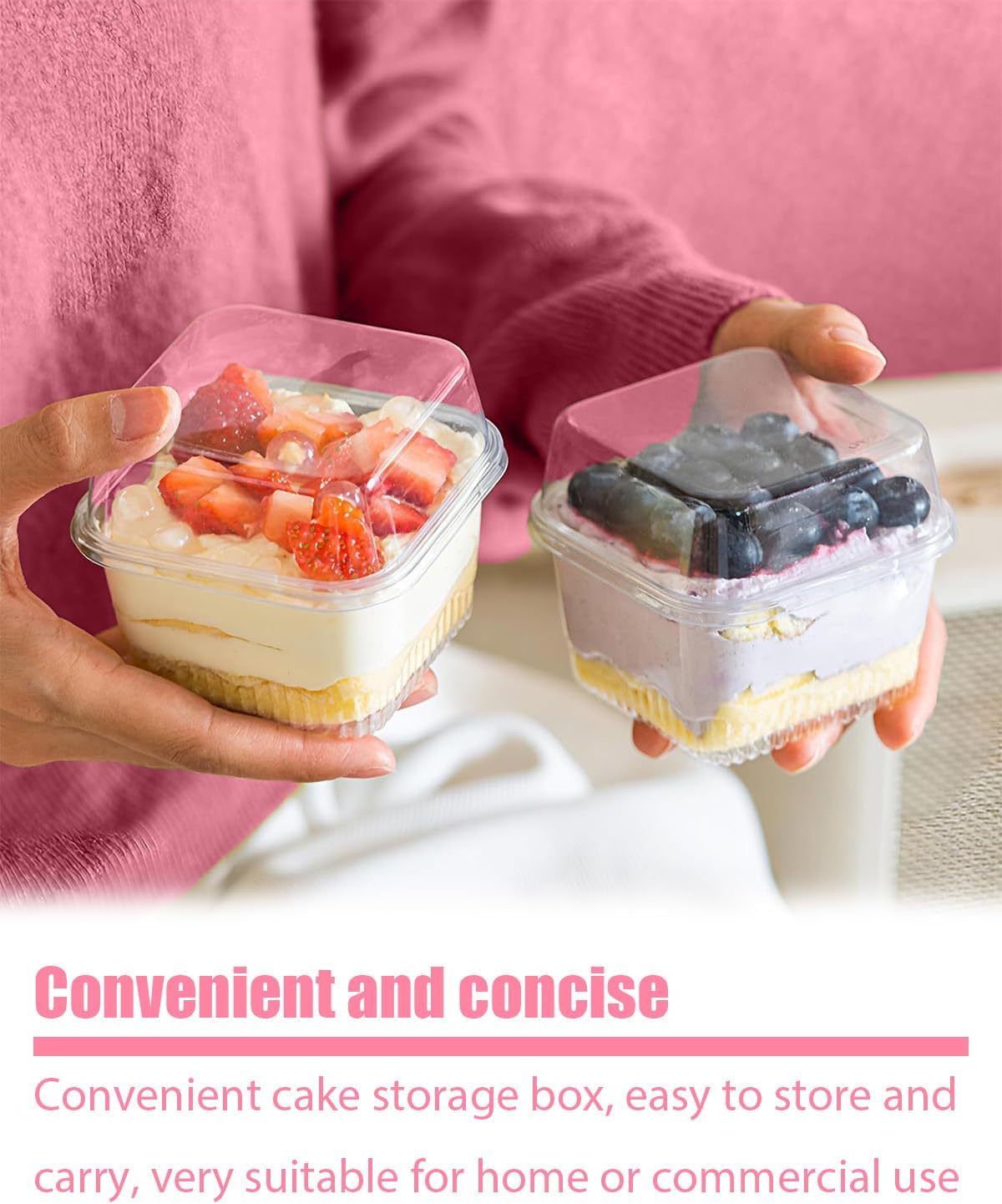 Plastic Dessert Cups, 100 Pack Disposable Dessert Cups With Lids And Spoons Yogurt Parfait Containers, Tiramisu Container For Cupcake, Pudding, Snacks, Yogurt, Parfait(Long sticker)