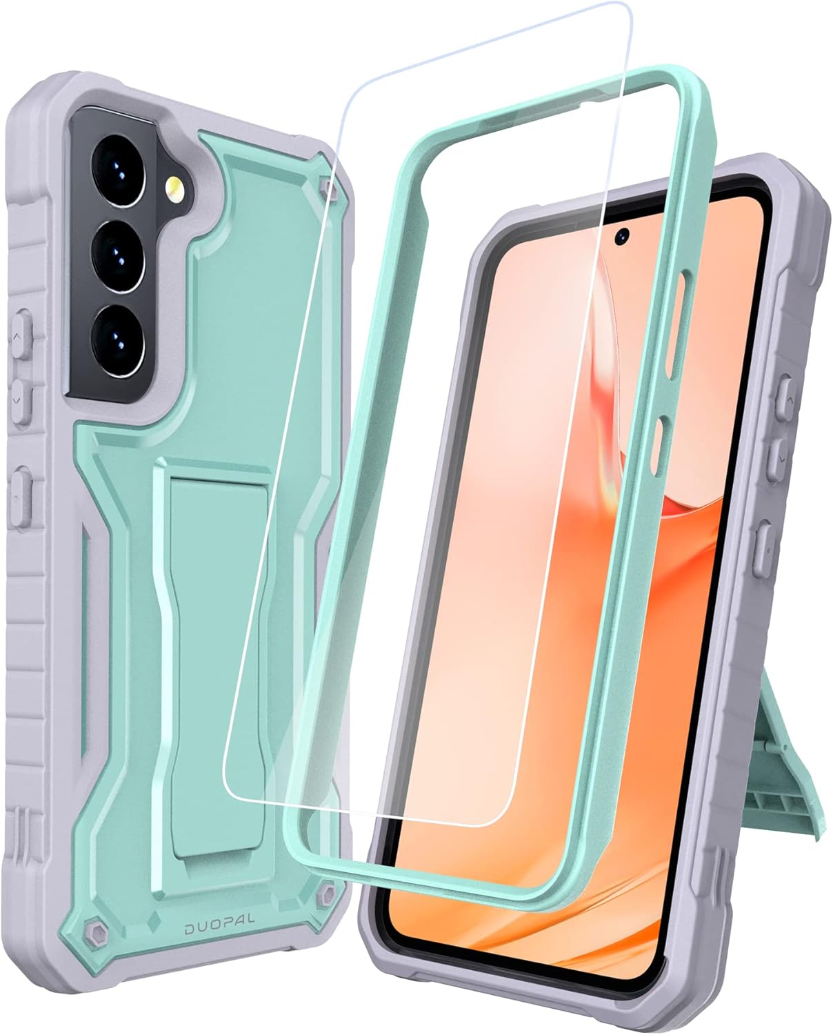 DUOPAL for Samsung Galaxy S22 5G Case (ONLY - Does NOT FIT Plus or Ultra), Military Grade Protection Case with HD Screen Protector and Kickstand Compatible with Samsung S22 Phone 6.1 inch (Green)