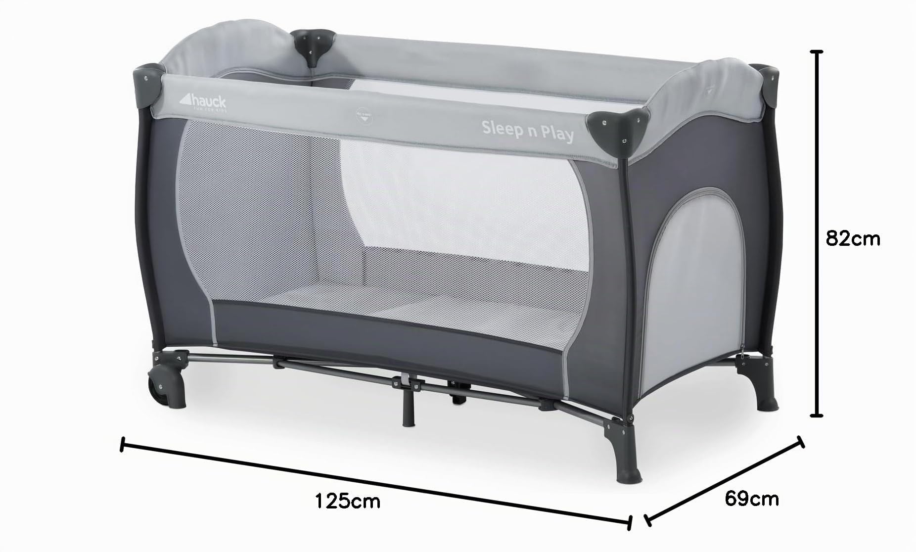 Hauck Cama de viaje infantil Sleep N Play Go Plus con bolsa de transporte, ruedas y deslizamiento para jugar, plegable, cuna de viajes para bebés desde el nacimiento hasta 15 kg