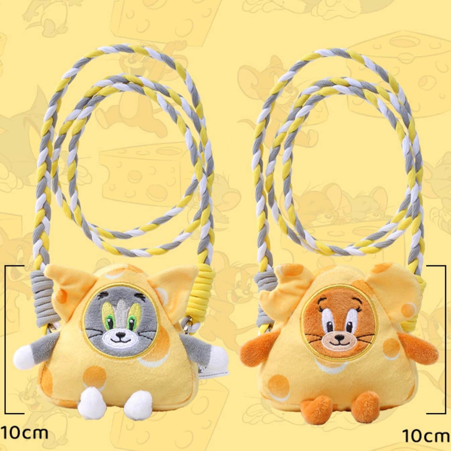 [Hushan] チーズネコ ネズミ スマホ首掛け ぬいぐるみ 携帯クリップ 非公式 トム ジェリー風 ポーチ 小物収納 スマホショ