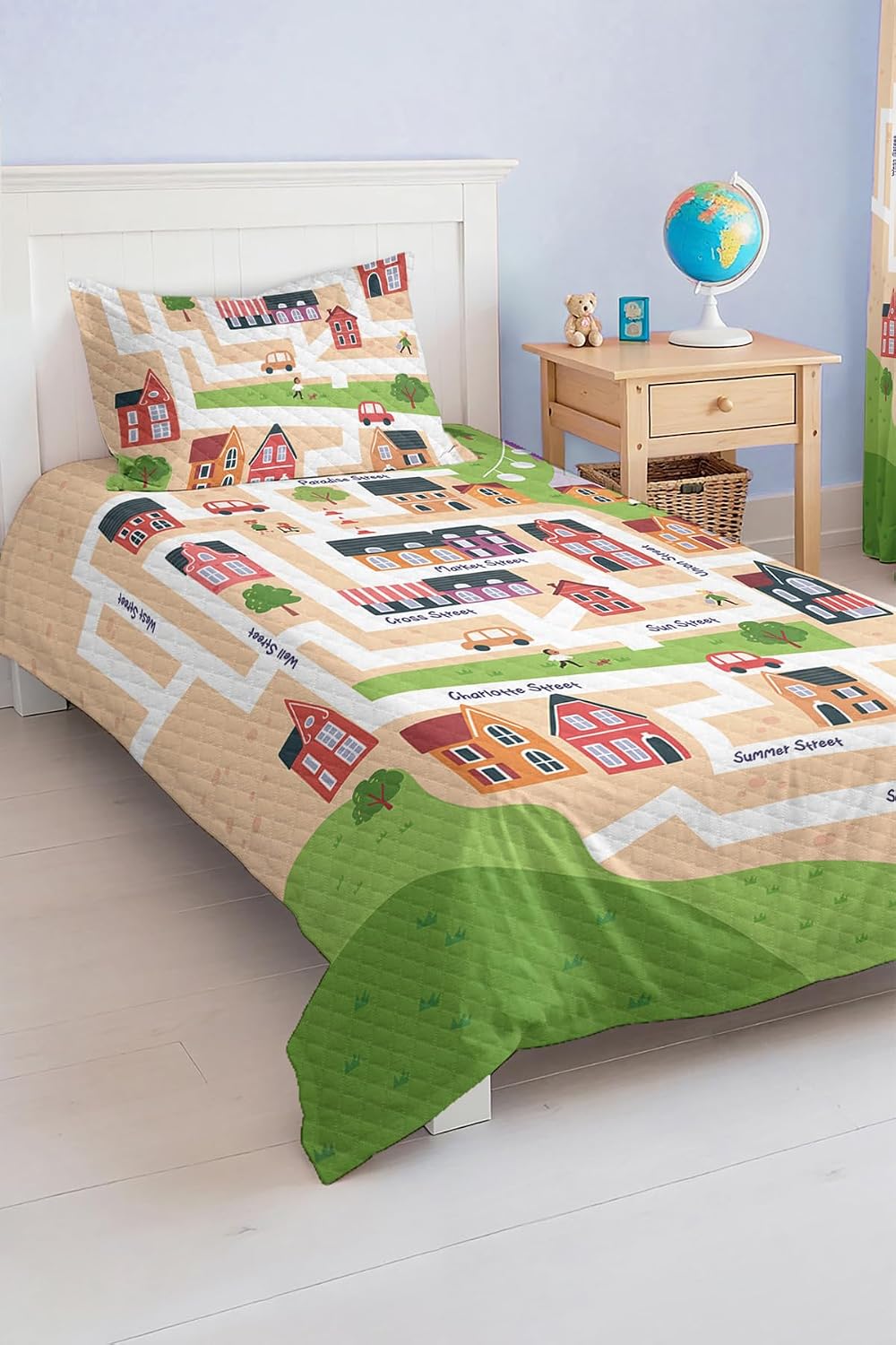 SODEF Bedding Set Twin Size Vibrant Colors for Kids and Teens, Includes Quilt Cover and Pillowcase, Soft Cotton Polyester Blend, Breathable Fabric, Multicolor - Multicolor, One Size