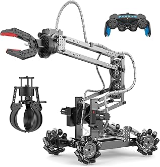 Robot Arm Kit Toys, Flexible Remote Control Robotic Arm with 360° Gripper and Wheels, 2 in 1 Science Kit Best Bithday Gifts for Kids Adults, No Assembly Required (with Gift)