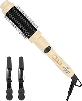 AIKO PRO Ionic Thermal Brush for Blowout Styling, 1.5 Inch Ceramic Heated Round Brush Makes Hair Shiny & Smooth, Hot Curling Iron for Natural and Voluminous Curls, Easy to Use, Dual Voltage