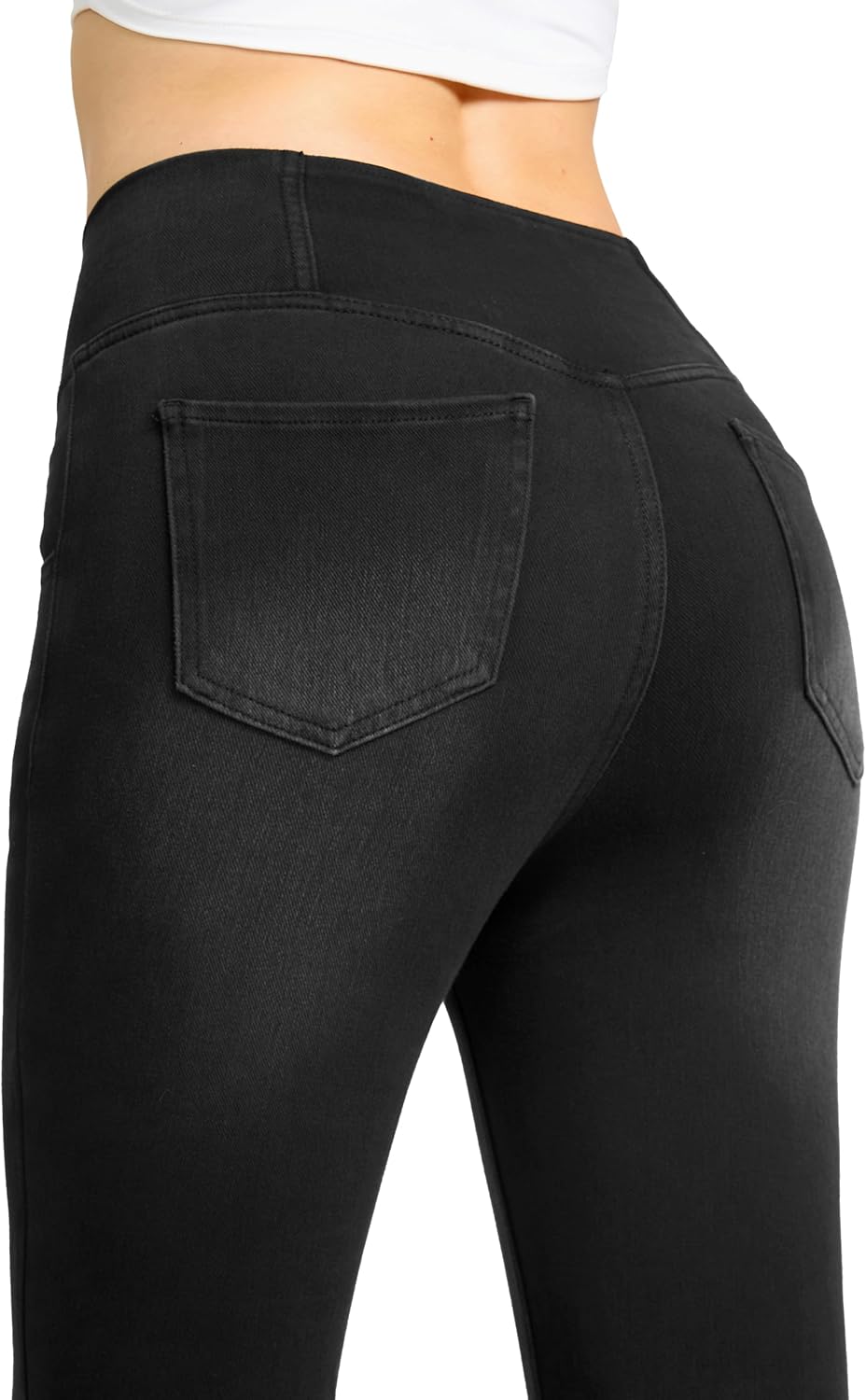 Rammus Flare Jeans for Women Crossover High Waisted Bell Bottom Jeans Trendy Yoga Pants Stretchy Flare Leggings with Pockets - Image 4