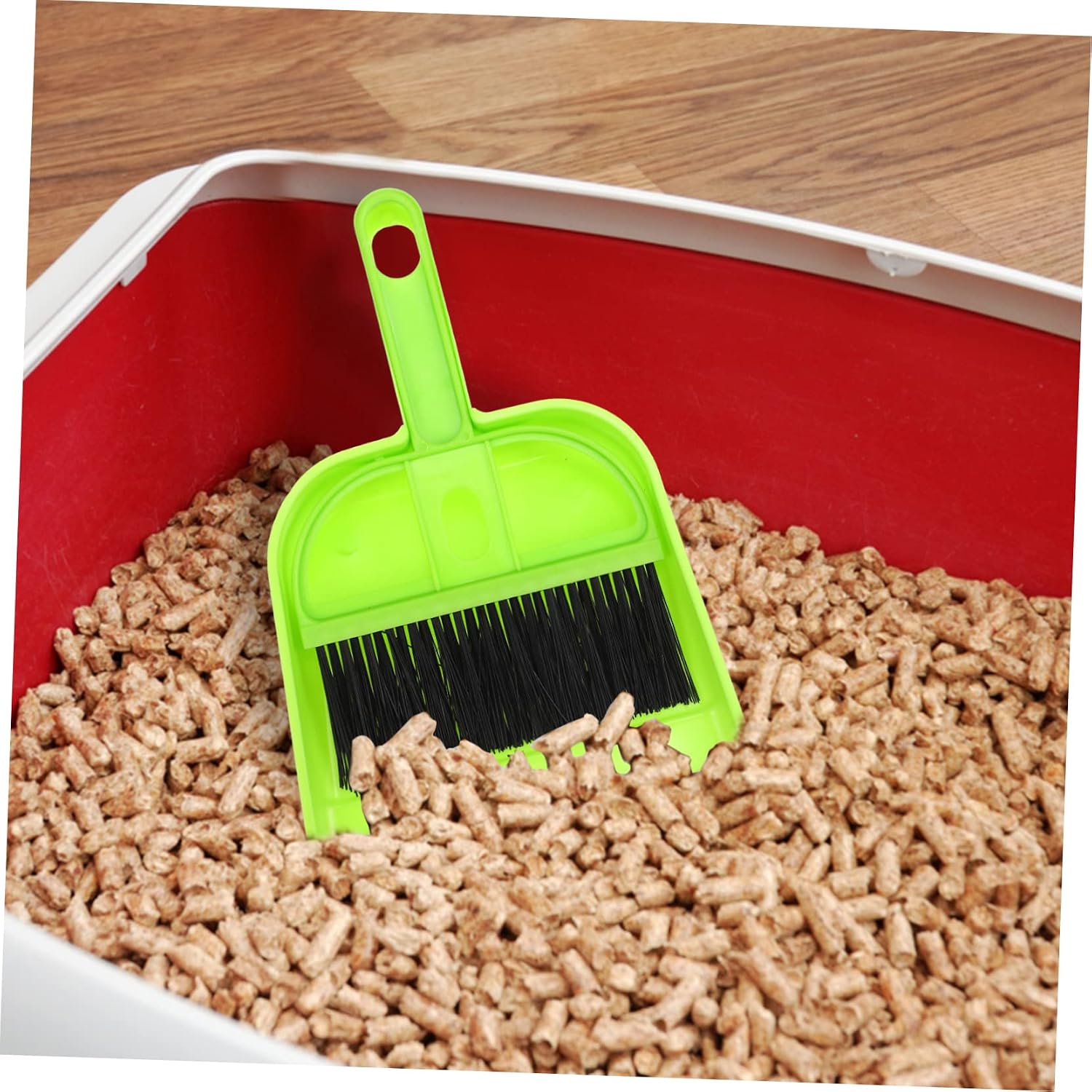 Baluue 9sets Broom and Dustpan Combo Red Dust Pan Handle Broom Dustpan Compact Hand Cleaning Tools