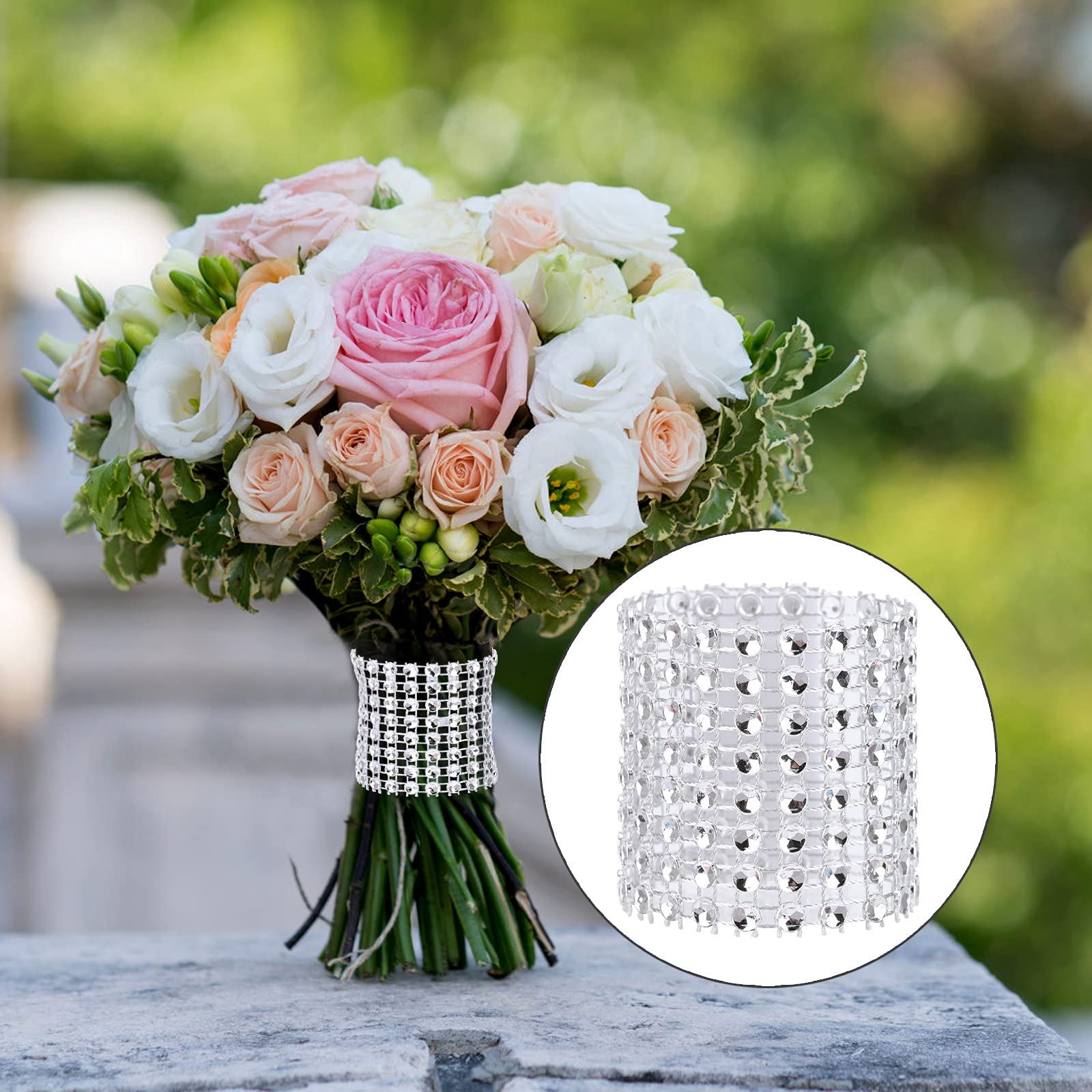 Ronds De Serviette Lot De 6 Porte-anneaux De Serviette En Strass Avec Perles Pour Fete De Mariage 85185907