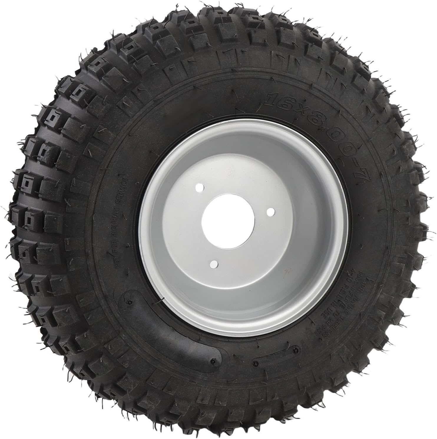 16X8-7 Go Kart Tire and Wheel, 7 Inches ATV UTV Tires On Rims, 3 Lug, Excellent Road Grip, for Quad ATV Go Kart UTV Off Road Lawn Mower