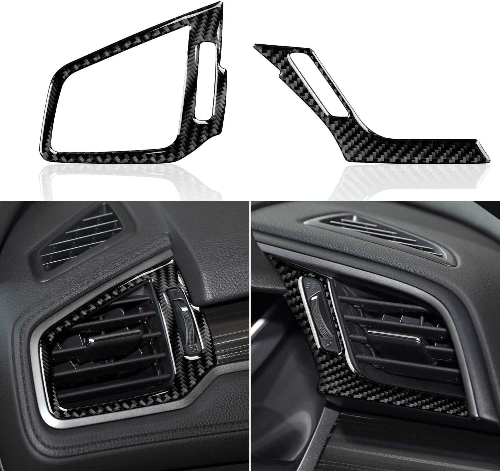 Civic 10th Gen Car Interior Both Sides AC Air Conditioner Vent Outlet Panel Frame Sticker Carbon Decor Accessory Fits Honda CIVIC 2016 2017 2018 2019 2020 2021 2PCS