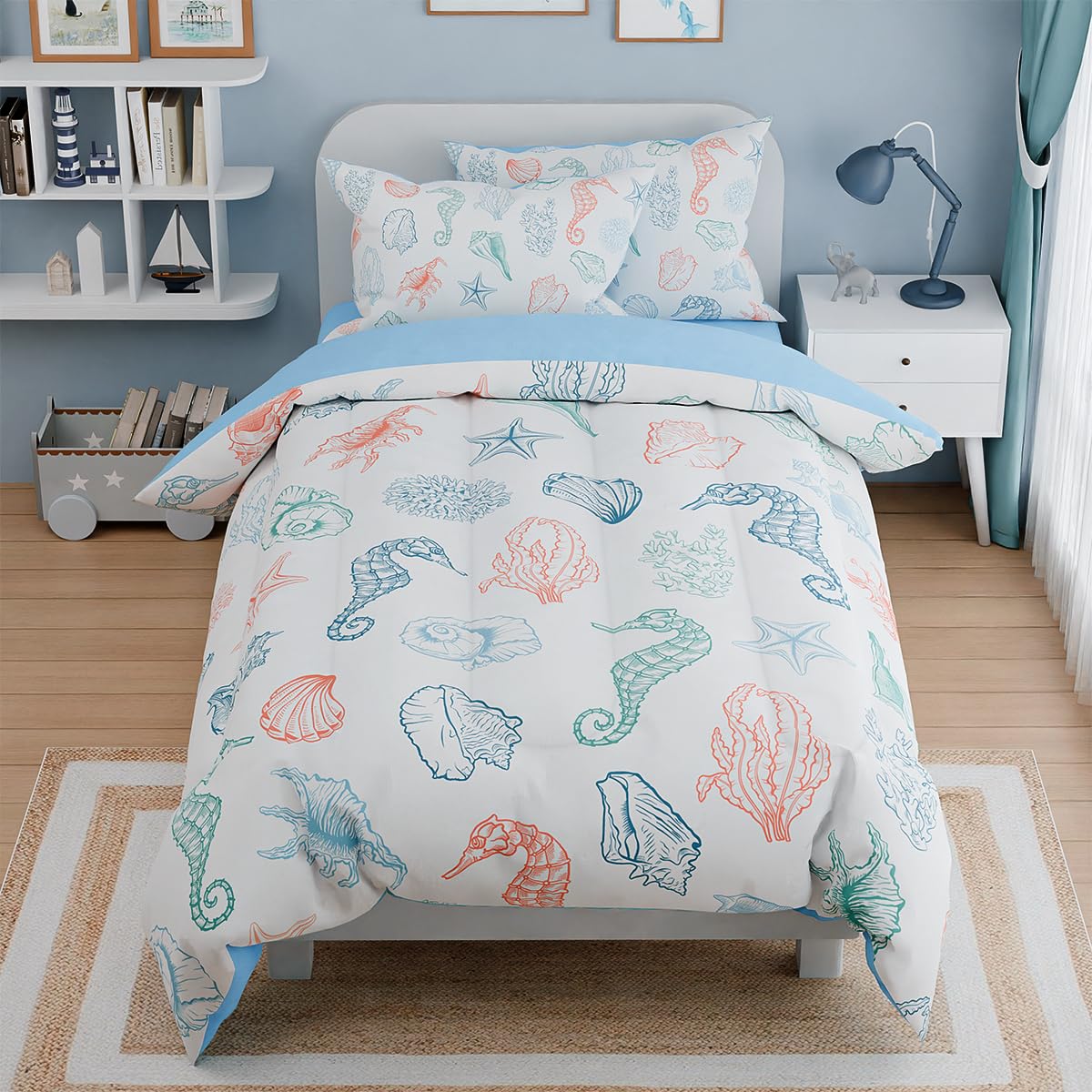 Kids Bedding Set for Girls Boys, Ultra Soft Microfiber Comforter Set Twin Size