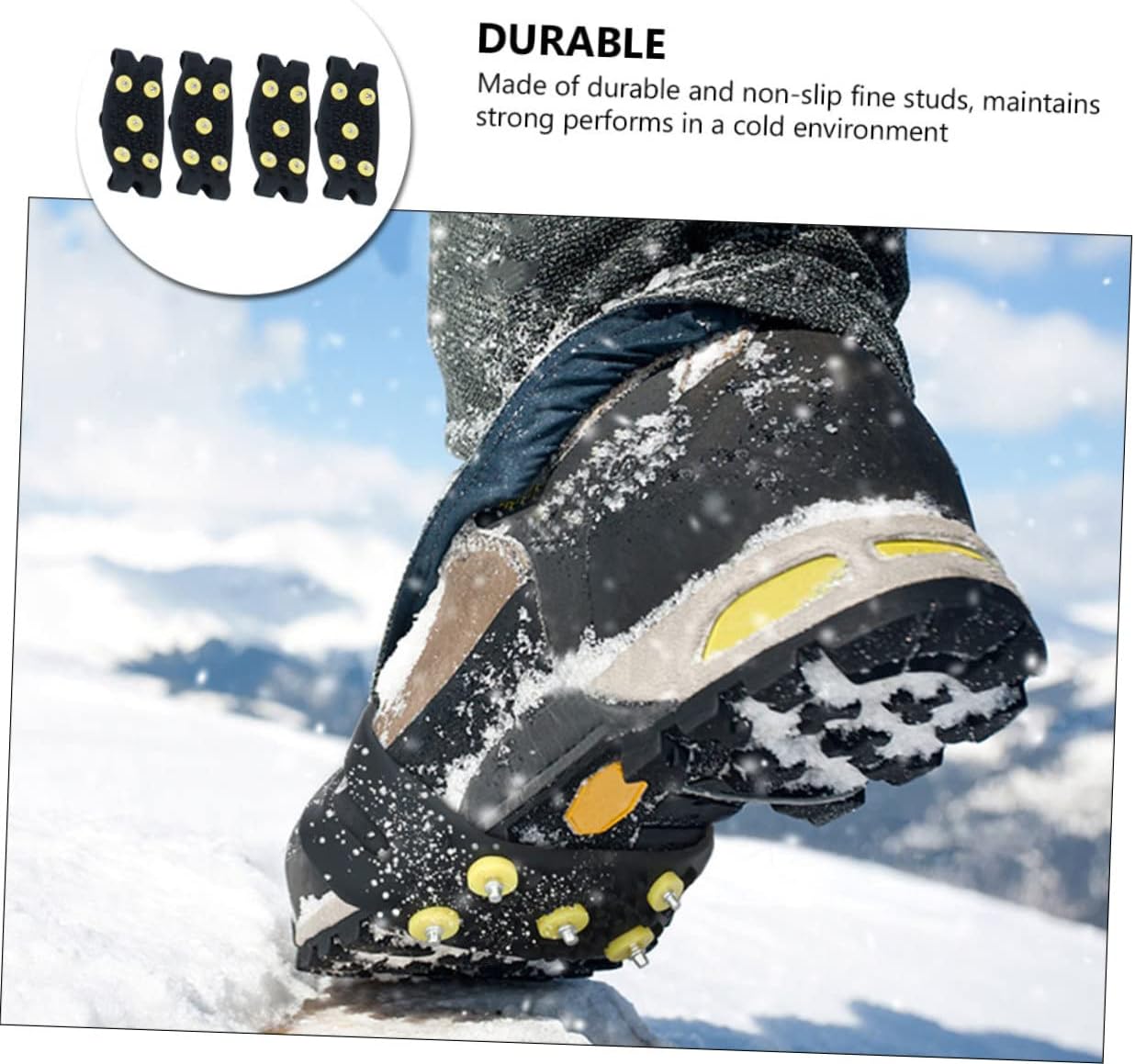 INOOMP 4 Pairs Non-Slip Shoe Covers Black Boot Gripper Spikes for Shoes Crampons Shoes Ice Grippers Ice