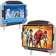 Macally Car Headrest Mount for Kids - Tablet Holder for Car Back Seat - iPad Holder for Car Backseat Rear Facing with Anti Slip Strap and Adjustable Case