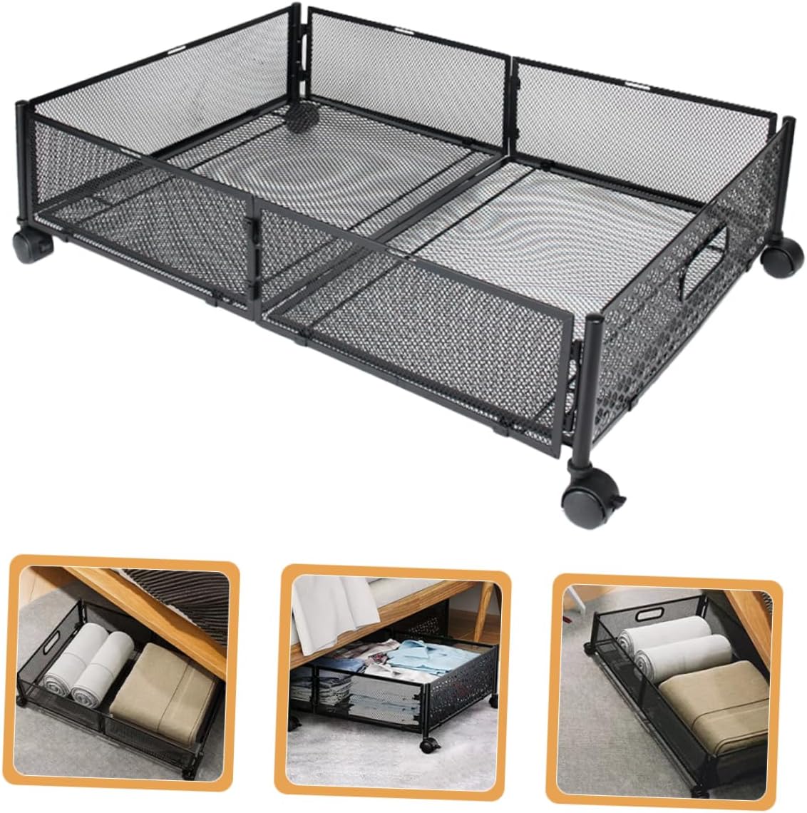 DOITOOL under Bed Storage Organizer Foldable Container for Bedrooms Multi-purpose Holder for Clothes Shoes and More Space-saving Design