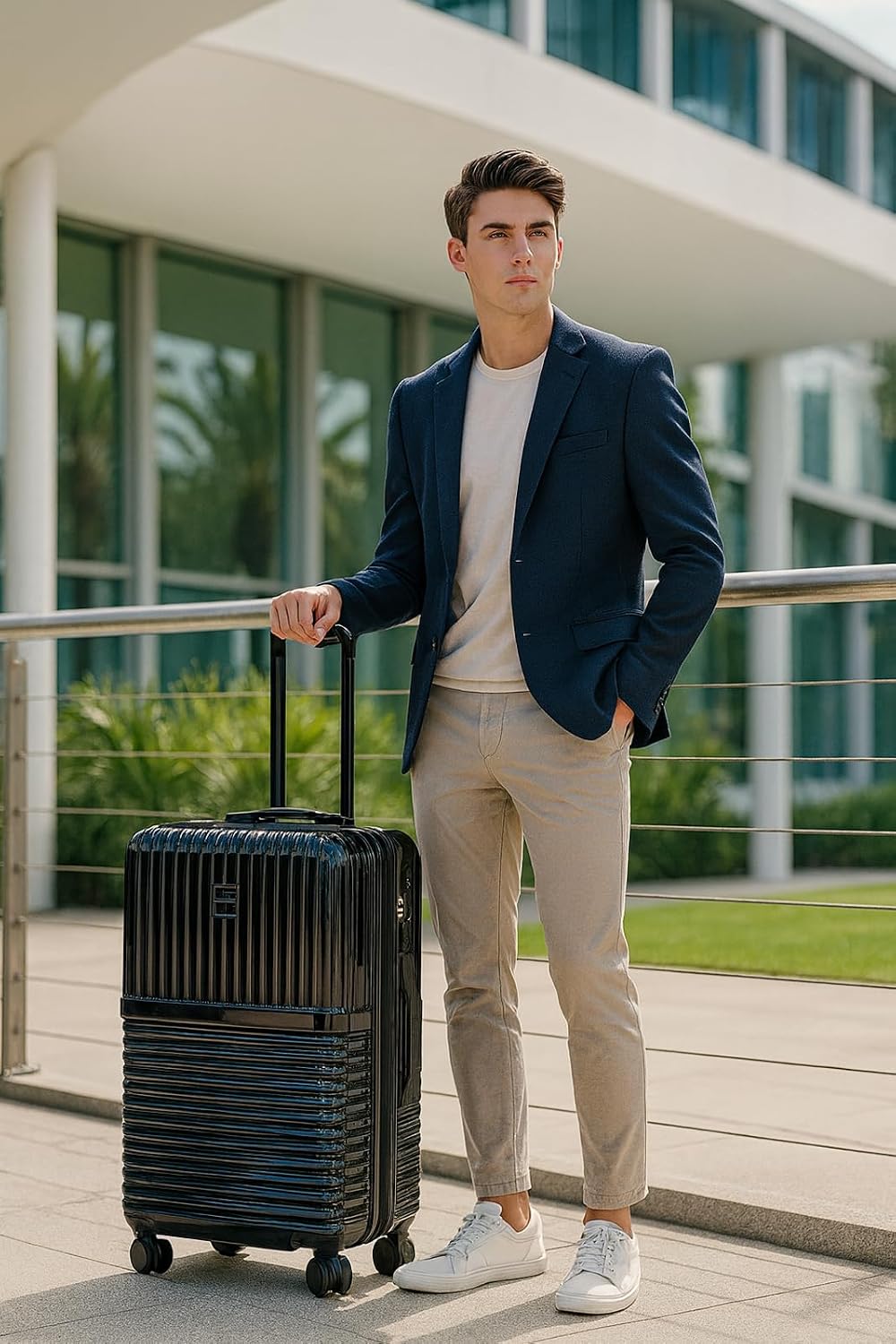 World Traveler Dejuno Tonal 24-Inch Polycarbonate Lightweight Hardside Expandable Spinner Luggage Suitcase with TSA Lock - Onyx