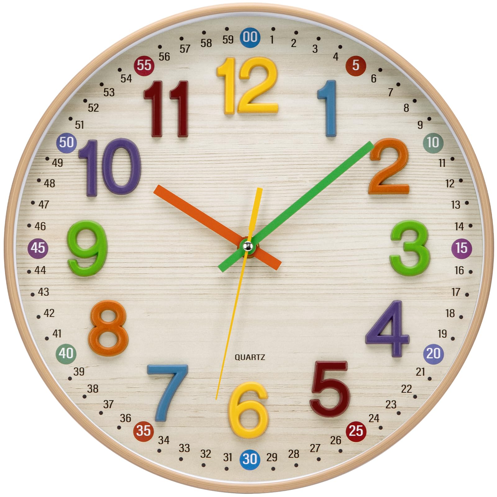 ACCSHINE Reloj de Pared Silencioso 30 cm Moderno para Cocina Infantil | Cuarzo Funciona con Pilas, estéreo fácil de Leer para Habitaciones, hogar, Cocina, Dormitorio,Niños