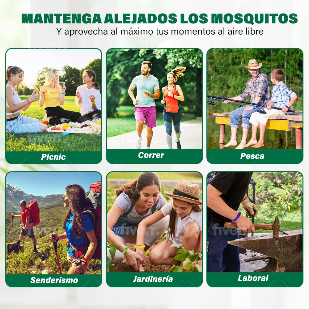 Pulseras Anti Mosquitos Multicolor Elastica con Citronela, Brazalete Repelente de Mosquitos e Insectos, Proteccion Exterior Interior, Larga Duracion, para Niños y Adultos (1, Amarillo)
