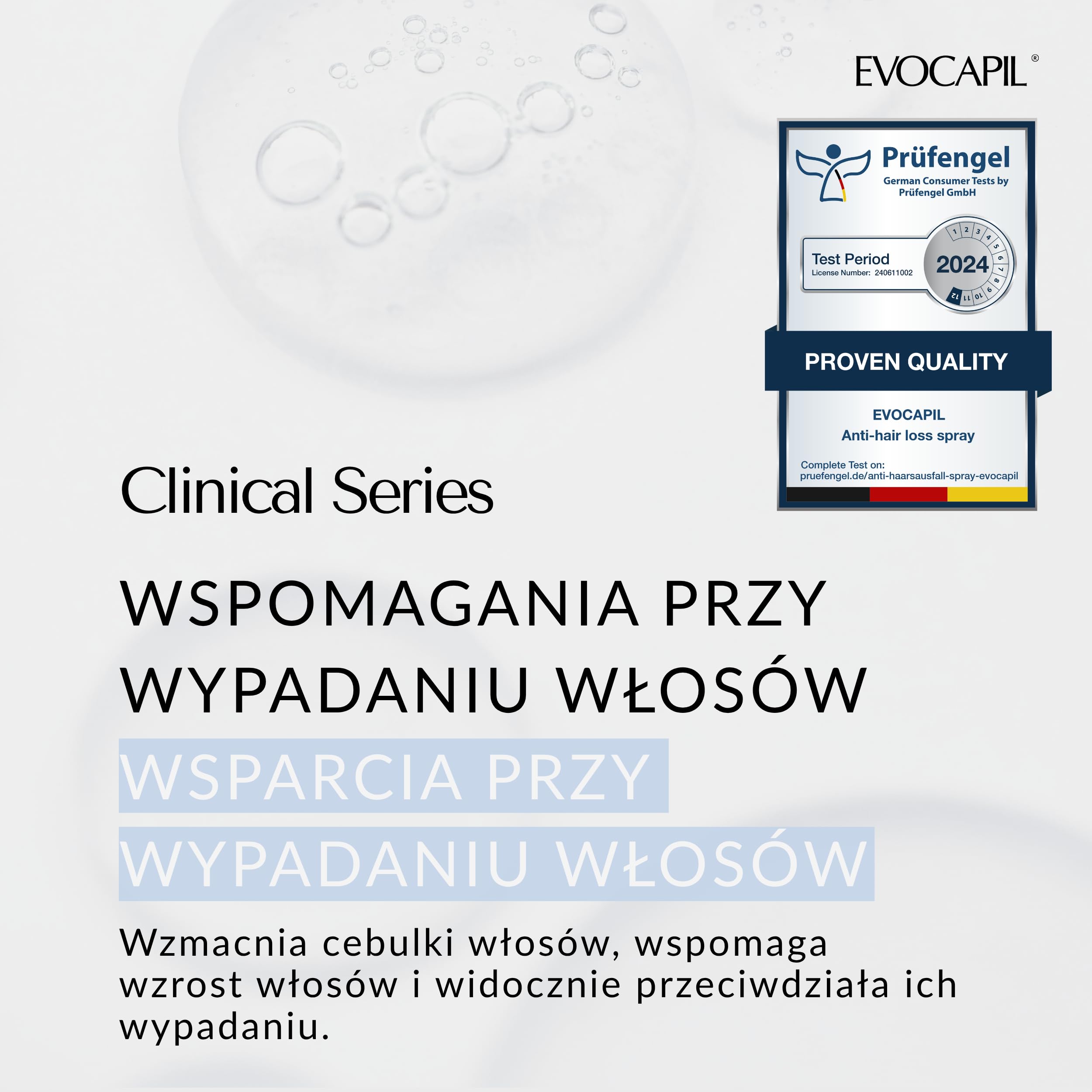 EVOCAPIL Plus Spray przeciw wypadaniu włosów – 5% Procapil i kompleks witaminowy – wzmacnia cebulki włosów, wspomaga wzrost włosów – spray na porost włosów – 1 opakowanie