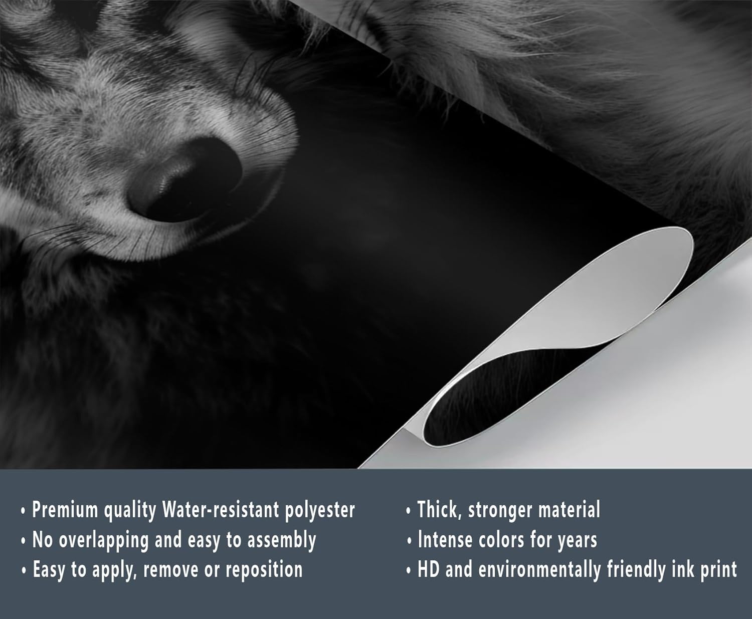 Wolf Mural, Wolf Wall Murals, Black and White Animals 3D Wallpaper for Farmhouse Living Room Bedroom Sofa TV Background Decor Murals - 157.5" W x 110.3" H