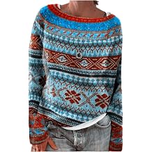 Fair Isle Knit Sweater for Women Lightweight Slim Fit Pullover Fall Winter Cute Casual Fashion Tops
