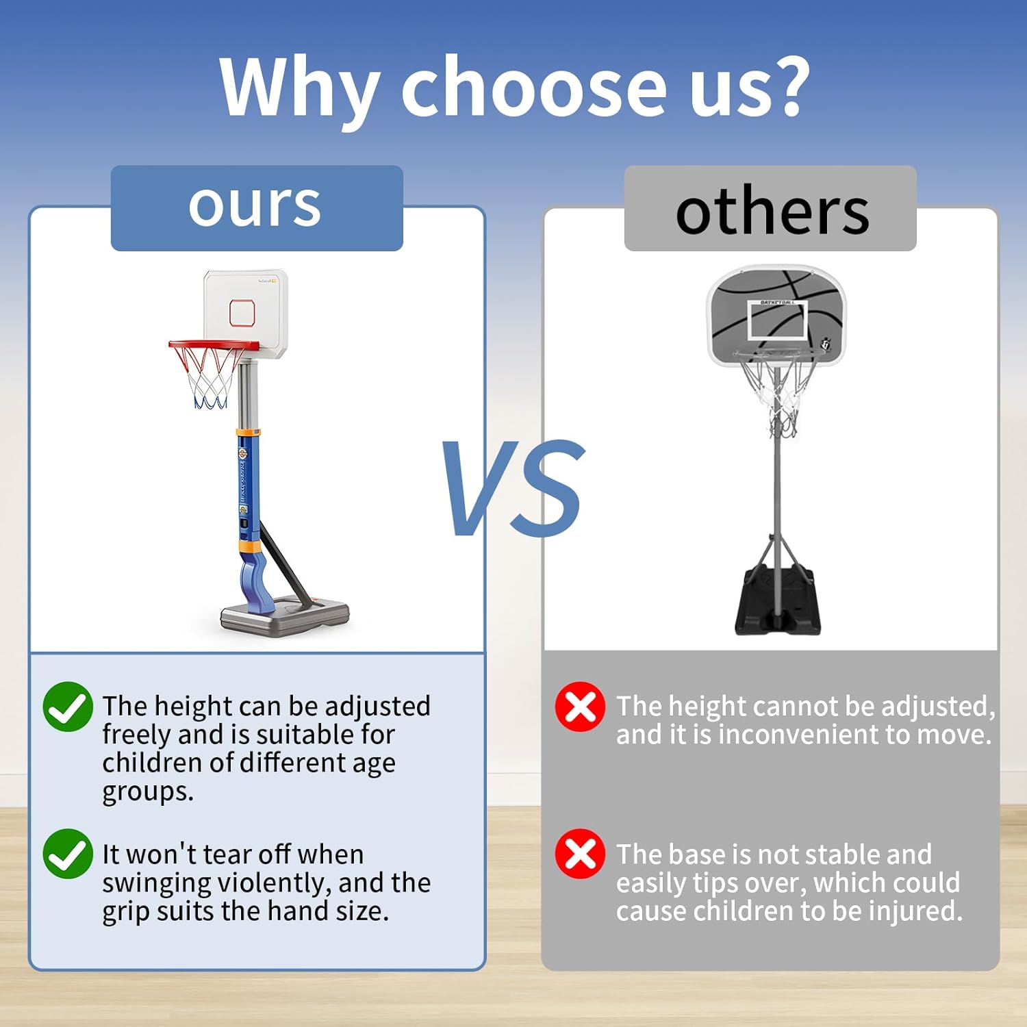 Adjustable Toddler Basketball Hoop 27–54 Inch, Indoor Outdoor Kids Basketball Goal with 4 Balls & Pump, Stable Base with Sand/Water Fill, Safe Mini Basketball Set Toy for Boys Girls Ages 3+