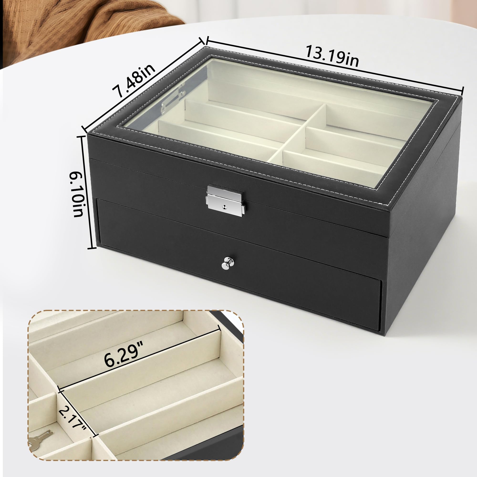 Amazon.com: Homeanda 2-Layer Sunglasses Case - 12 Slots Hard  display picture 3