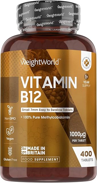 Vitamin B12 Tablets 1000mcg - High Strength Vitamin B12 Supplement - 400 Pure Methylcobalamin Tablets (1+ Year Supply) - Immunity Vitamins for Men & Women - Vegan, Gluten Free - Made in The UK
