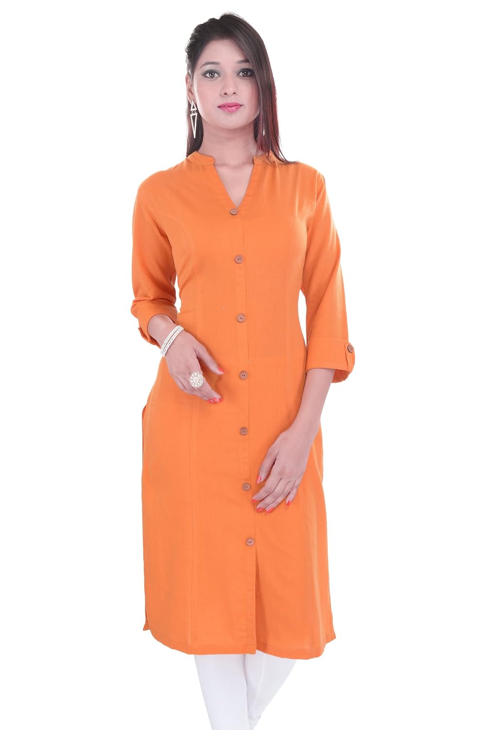 Buy Sunshine Orange Cotton Kurtis for 