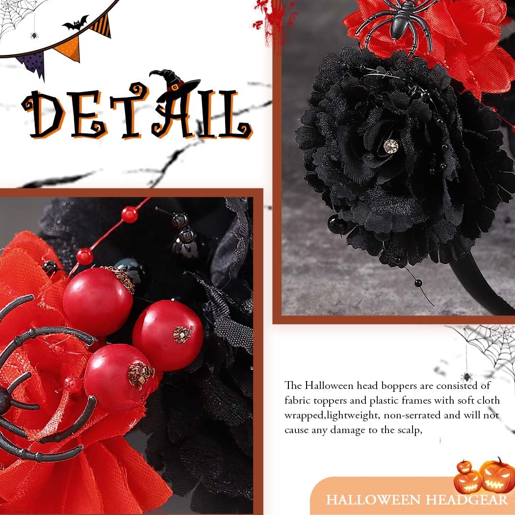 Fashband Halloween Headband Light up Flower Headbands Skull Hair Band Day of the Dead Hair Accessories for Women - Image 4