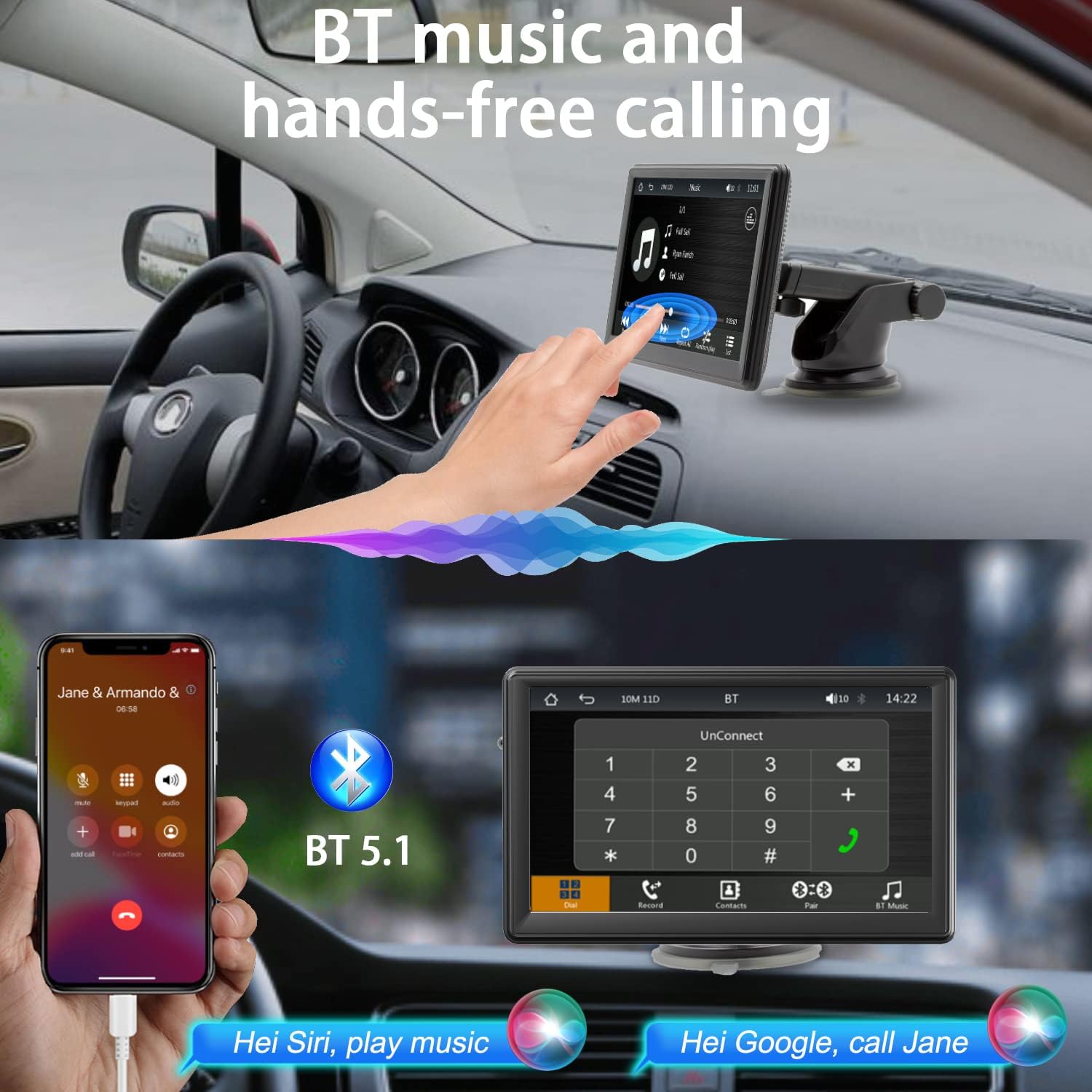 Bluetooth 5.1 connectivity for music and hands-free calling