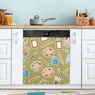 QUGRL Colorful Painting Tool Dishwasher Magnet Cover Front Door Decorative Refrigerator Covers Magnetic Sheet Sticker Wash Machine Fridge Panel Decal for Kitchen Appliance 23x26 in