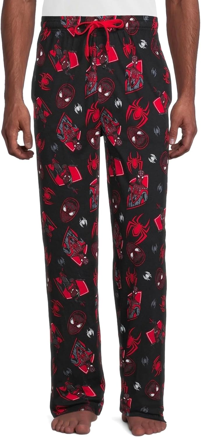 Marvel Spider-Man Men's Miles Morales Mask Allover Print Adult Sleep Bottoms Pajama Pants - Image 4