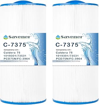 C-7375 Spa Filter Compatible with Pleatco PCD75N, Unicel C-7375, FC-3964, Caldera Spa 75, 1019301, 75 sq.ft Hot Tub Filter cartridges 2 Pack