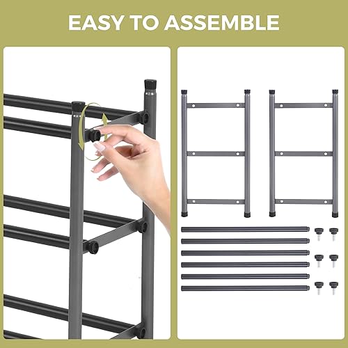 Miniatura 7 de Zapatero, organizador de almacenamiento de zapatos expandible para armario, zapatero de metal de 3 niveles para entrada, estante pequeño ajustable