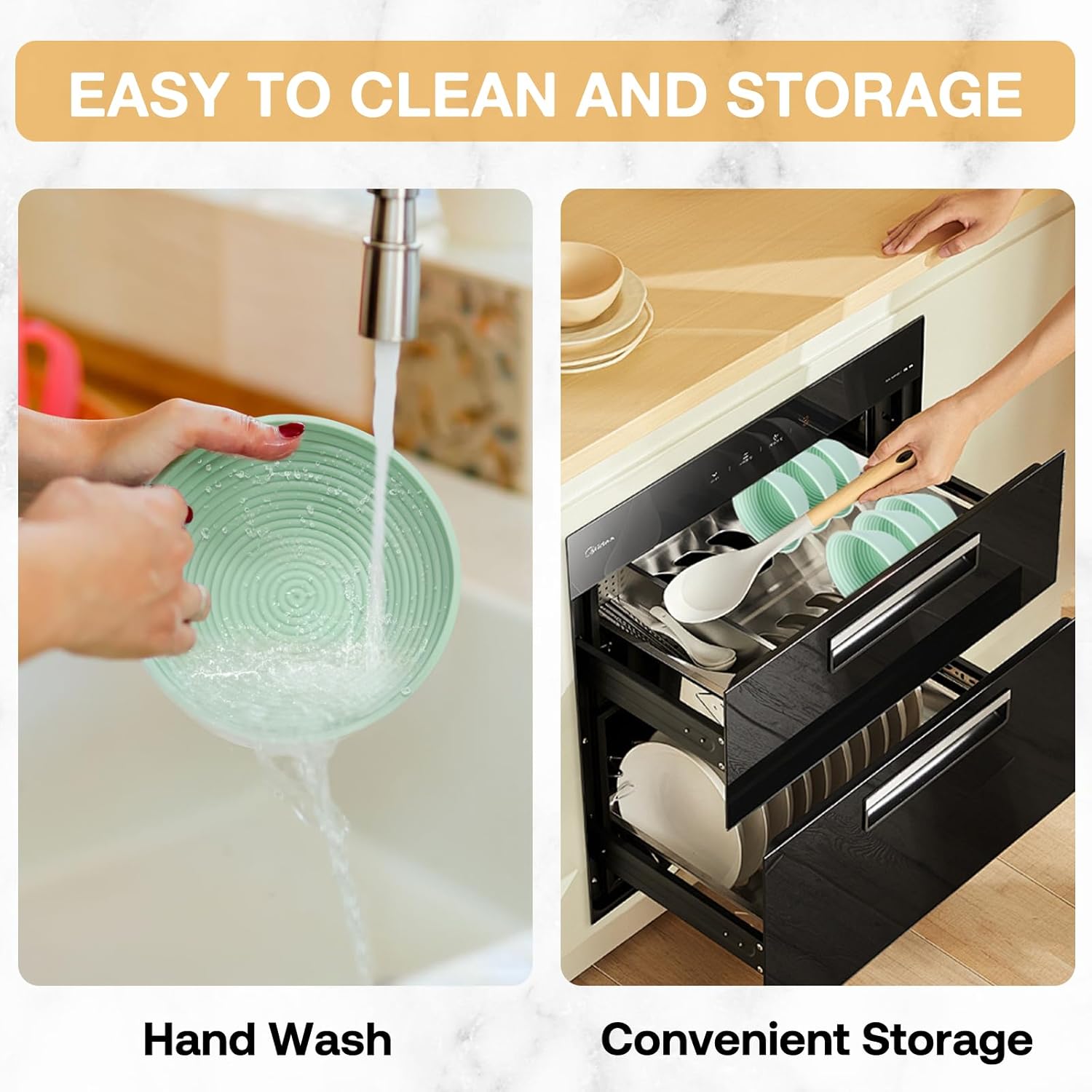 Silicone Banneton, Sourdough Bread Baskets (Set of 6, 5 Inch), Round Proofing Bread Bowls with Starter Kit, Bread Making Baking Supplies - Image 7