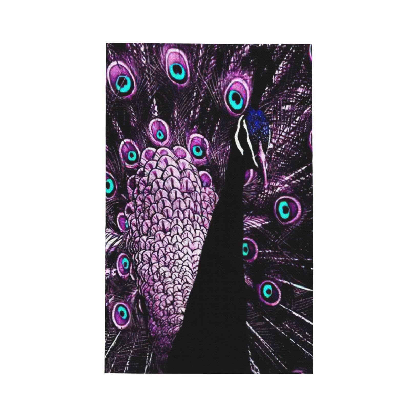 XXahnbm Purple Peacock Print Waffle Kitchen Towel,Absorbent Hand Towel