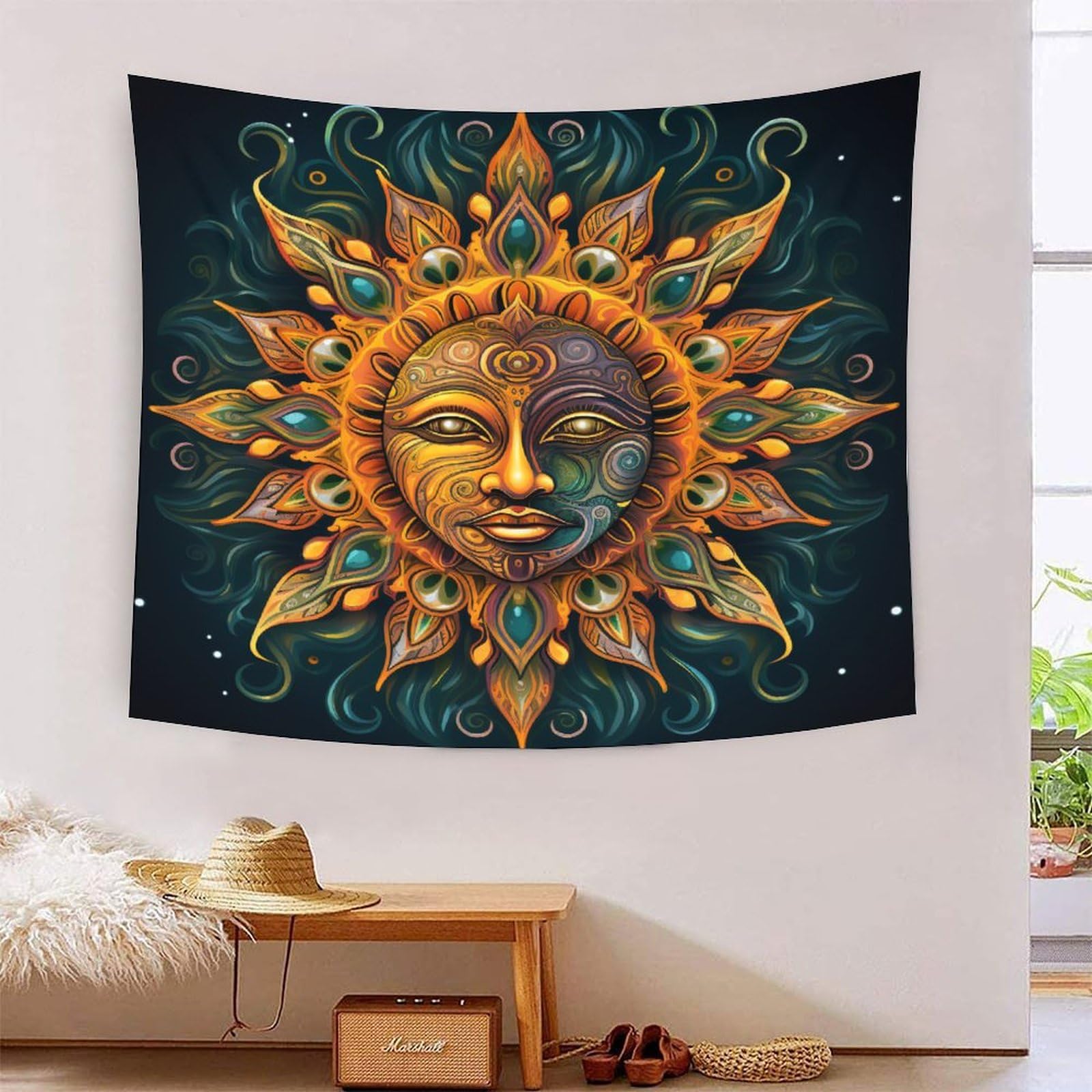 HLXZMCVBT 3D Sun Print Wall Blanket Home Decoration Bedding Poster Wall Art Tapestry Wall Hanging Tapestries Soft Polyester for Living Room Bedroom Dorm Decor 70cmx100cm