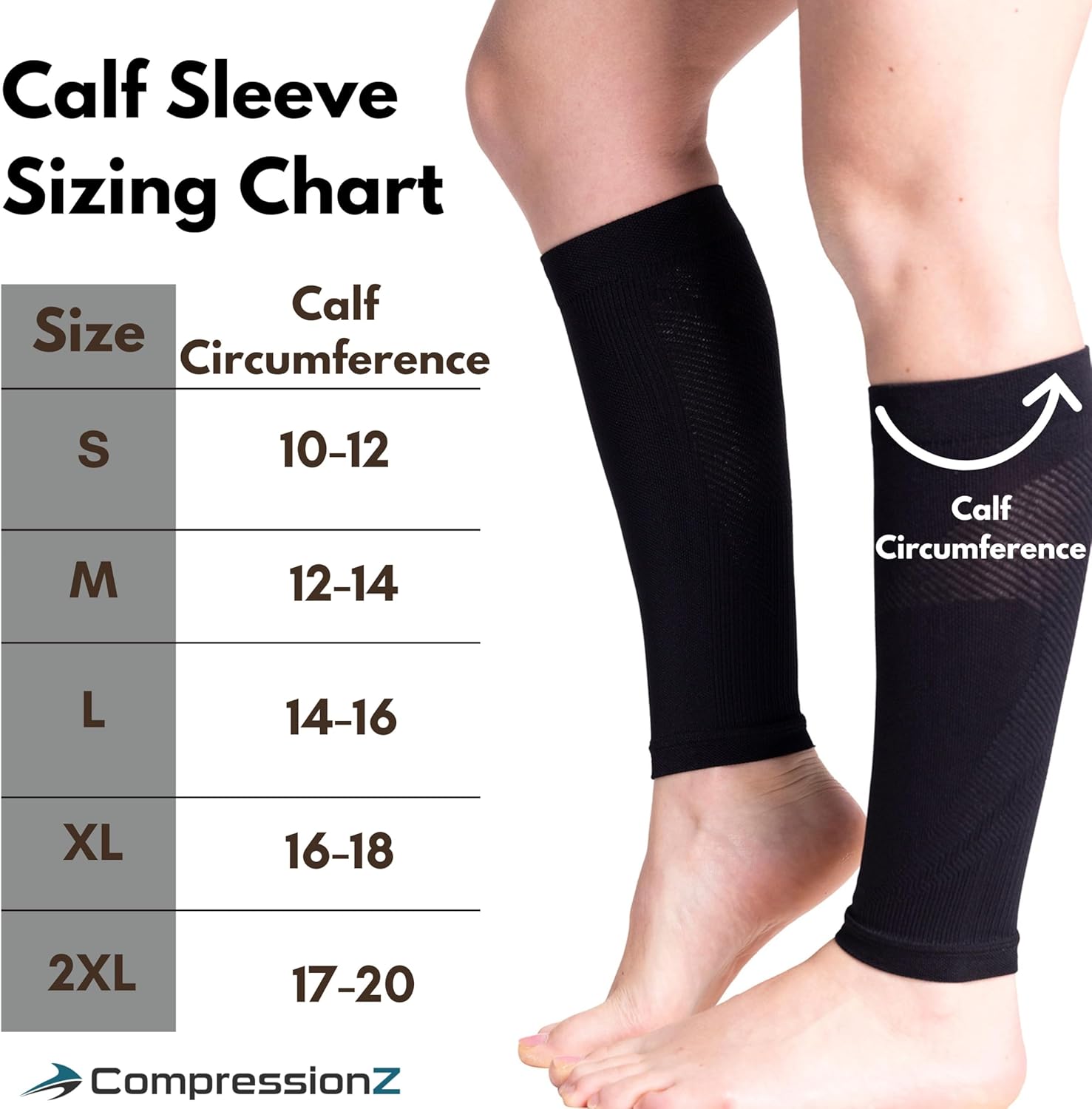 CompressionZ Calf Compression Sleeves for Men & Women | Running Shin Splint Support - Footless Socks Varicose Pain Relief - Image 7