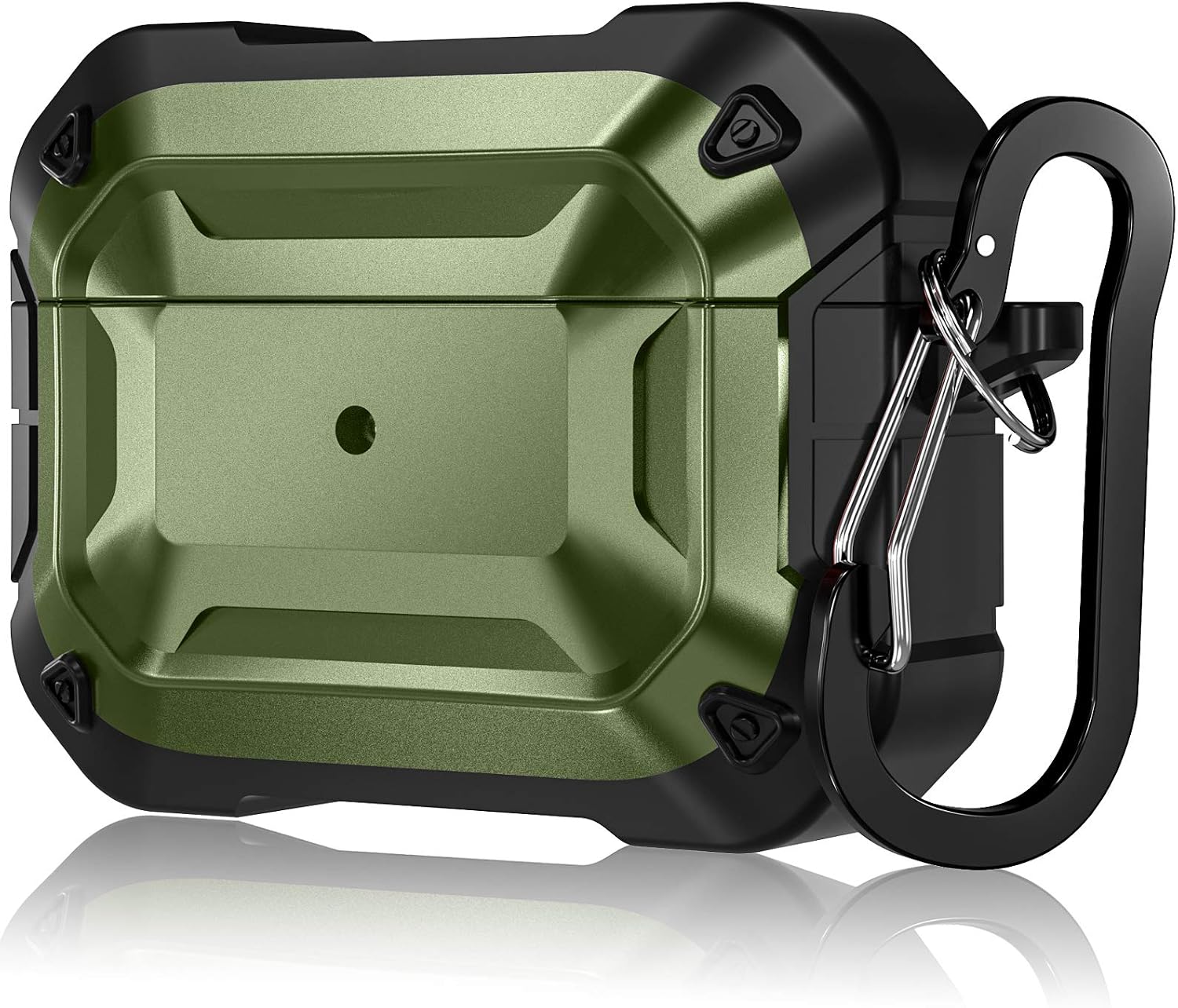 Mastten for Airpods Pro Case Cover for Men, Full-Body Hard Shell Protective Cahrging Case Cover Skin with Keychain for AirPod Pro 2019, Black/Green [Front LED Visible]