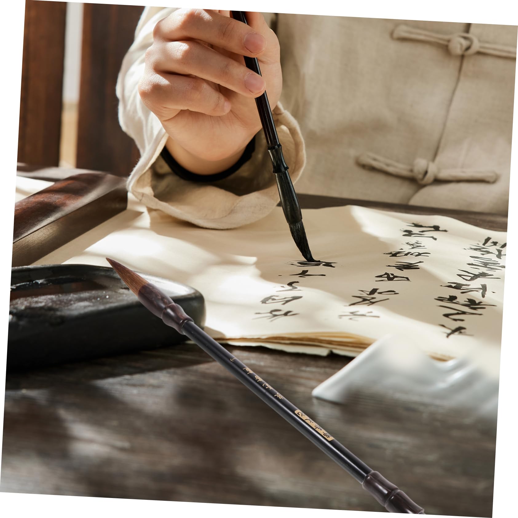 NUOBESTY 2 pcs Professional Large Calligraphy Brush Pen Traditional Writing Tool for Calligraphy Painting for Beginners High Water Absorption Fine Craftsmanship