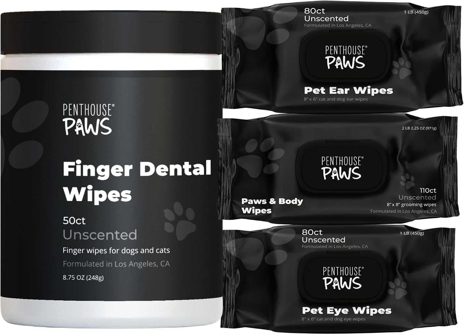 PENTHOUSE PAWS Complete Pet Grooming Wipes Kit – Teeth, Eyes, Ears & Body Cleaning Set for Dogs & Cats