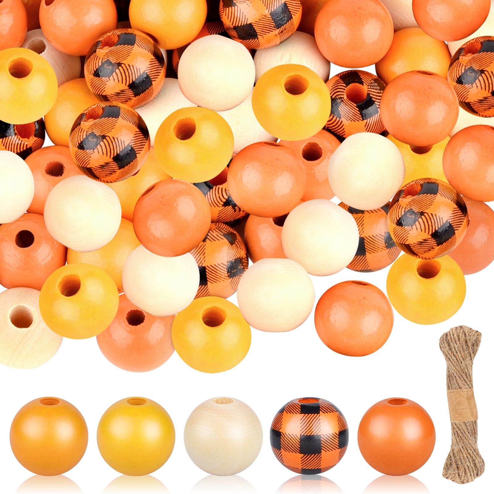 Perles en bois de buffle d'automne NACHLYNN pour guirlande Halloween