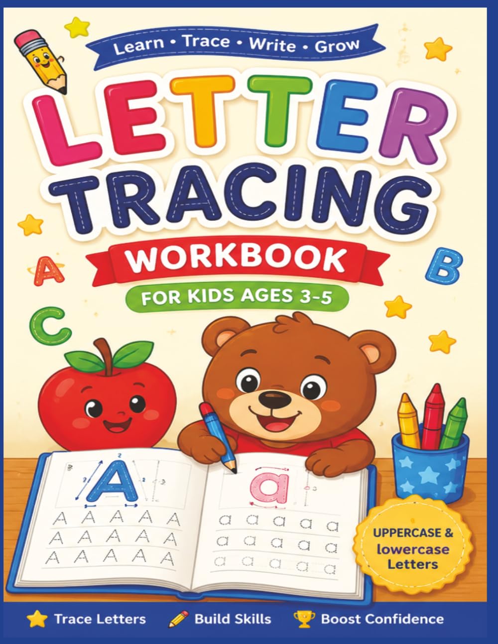 Letter Tracing Workbook for Kids Ages 3-5: ABC Alphabet Handwriting Practice Book with Uppercase and Lowercase Letters for Preschool, Kindergarten, and Early Learners