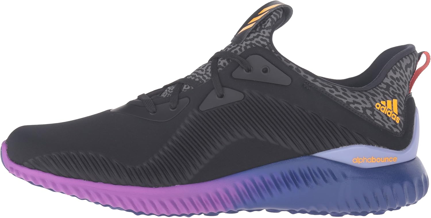 adidas Performance Men's Alphabounce M Running Shoe, Black/Solar Gold/Shock Purple, 8.5 M US