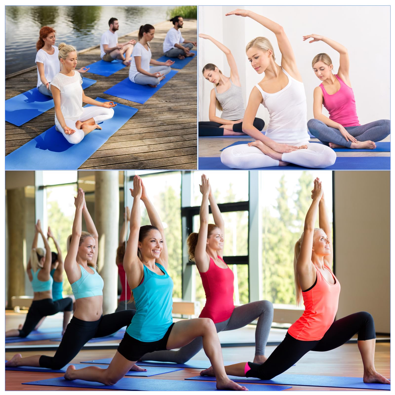 24 alfombrillas de yoga de 0.11 pulgadas de grosor a granel, 68.11 x 24.02 pulgadas, alfombrilla de entrenamiento antideslizante para mujeres, niños, gimnasio, hogar, yoga, pilates, material